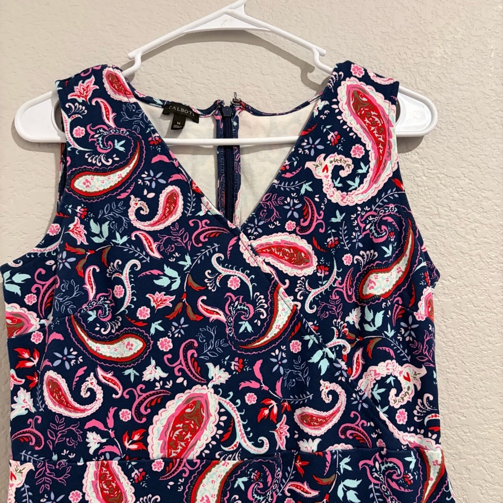 Talbots Flounce Hem Fit & Flare Dress Watercolor Paisley Print MEDIUM - Picture 3 of 6